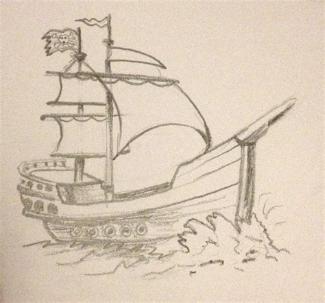 Pirate Ship Drawing Simple