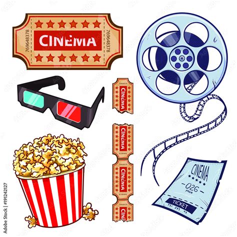 Set of cinema, movies symbols, icons, objects. Movie objects - film ...