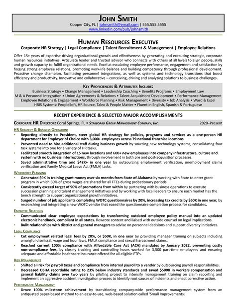 Resume Examples 2024 Human Resources - Andee Felecia