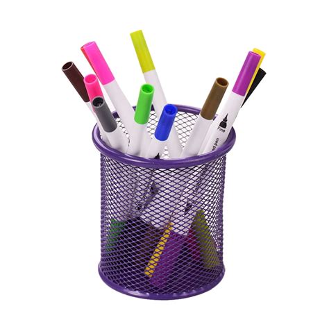 Mesh Pen Pencil Holder Metal Pen Organizer Storage Stationery Container ...