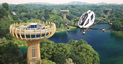 ehang unveils tree-like vertiports for its autonomous passenger drones