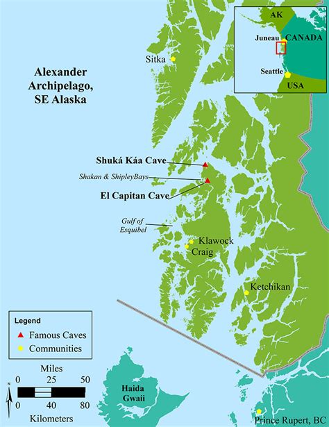 Map of Our Submerged Past expedition study area in southeast Alaska’s ...