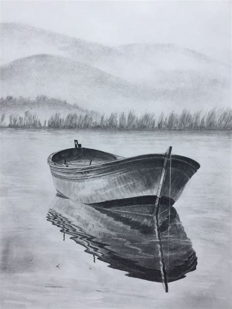 $100 Row boat sketch. Original art, pencil drawing by Elena Whitman ...