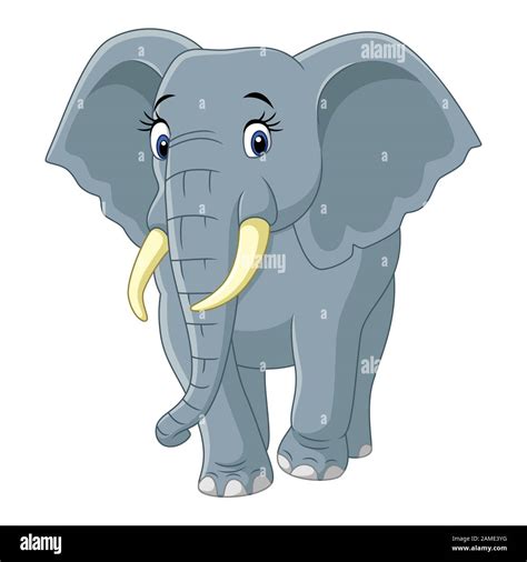 Cartoon funny elephant isolated on white background Stock Vector Image ...