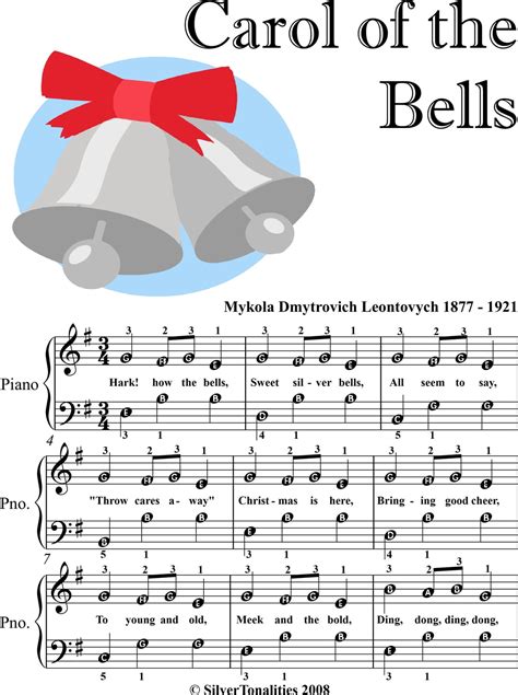 Carol of the Bells Easy Piano Sheet Music with Colored Notes eBook by ...