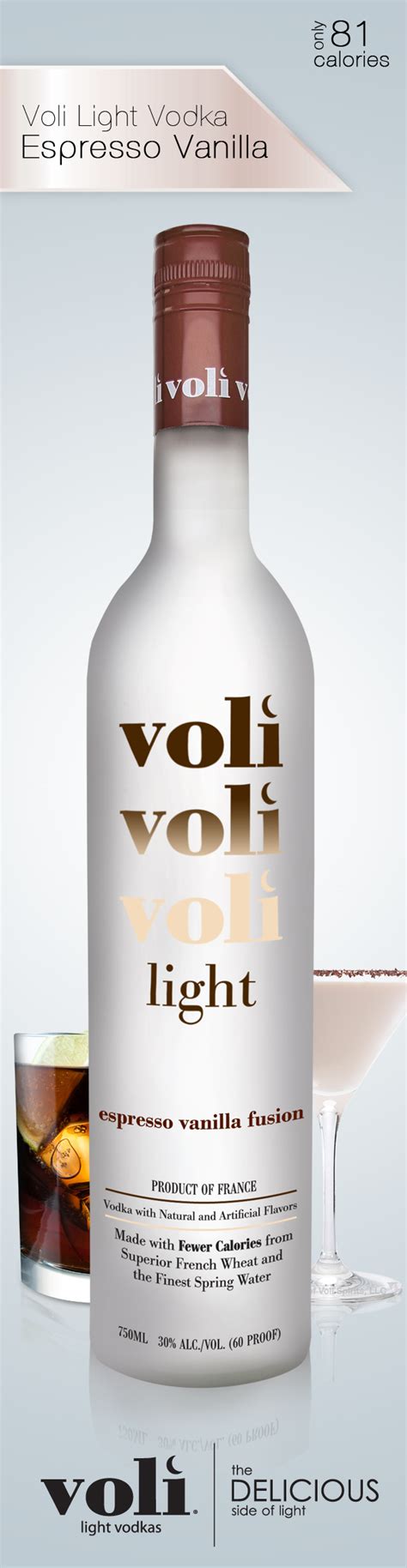 Voli Espresso Vanilla Vodka -- 1 1/2 oz only 81 calories | Light vodka ...