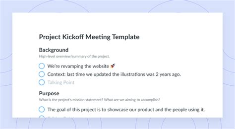 Kick off Meeting Agenda Template | FREE