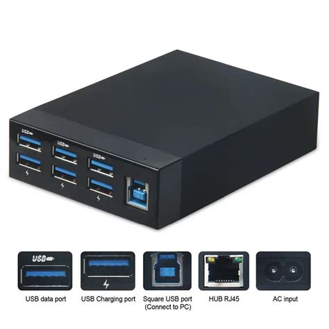 6 Ports USB HUB 3.0 Charging 5V 3A USB Charger Adapter with RJ45 ...