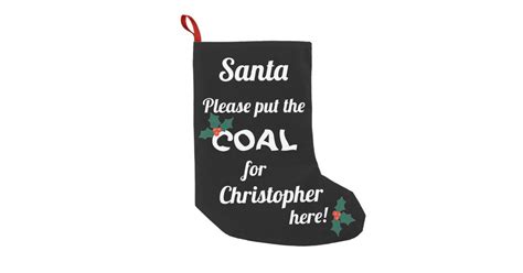 Funny Santa Coal Small Christmas Stocking | Zazzle