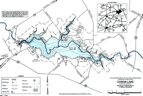 Cowan Lake Fishing Map | Southwest Ohio | Go Fish Ohio