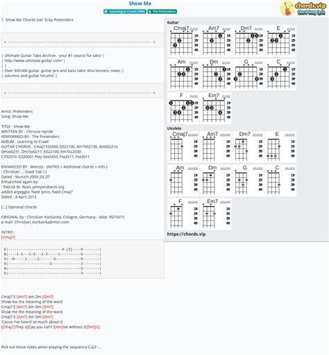 Chord: Show Me - tab, song lyric, sheet, guitar, ukulele | chords.vip