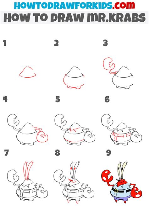 How to Draw Mr. Krabs - Easy Drawing Tutorial For Kids