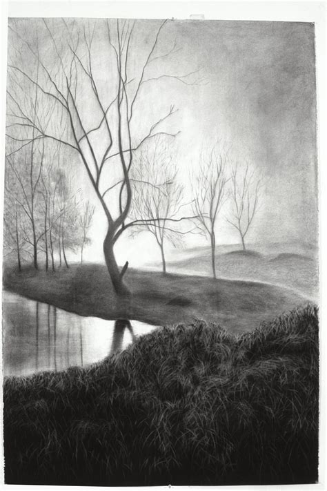 Large scale charcoal drawing on paper by Linda Kane... | Landscape ...