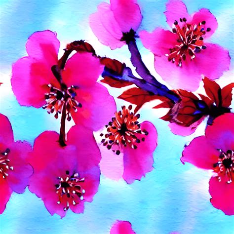 Amazing CherryFlowers Painting Watercolor · Creative Fabrica