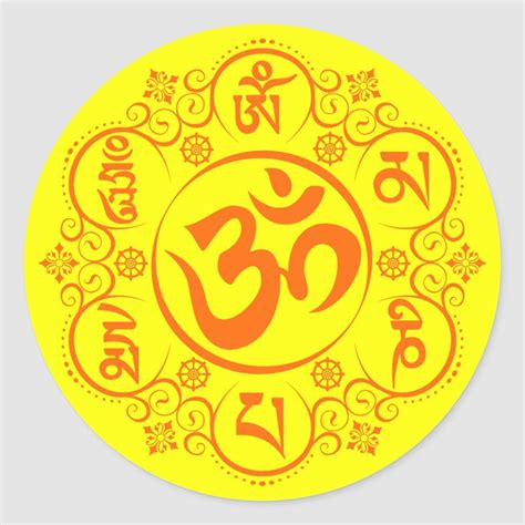 Buddhist Om Mani Padme Hum Mantra Classic Round Sticker | Zazzle.com in ...