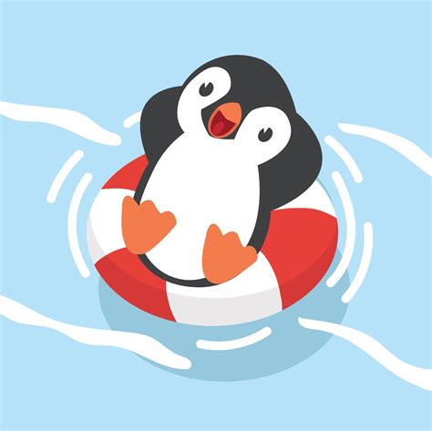 penguin swimming with inflatable ring 4851947 Vector Art at Vecteezy