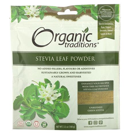 Organic Traditions, Stevia Leaf Powder, 3.5 oz (100 g)