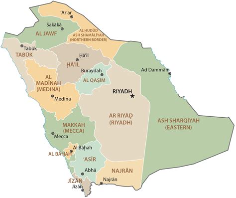 Map depicts Saudia Arabia, the most important country in Islamic ...