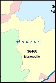 MONROE County, Alabama Digital ZIP Code Map