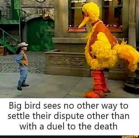 Big bird sees no other way to settle their dispute other than with a ...