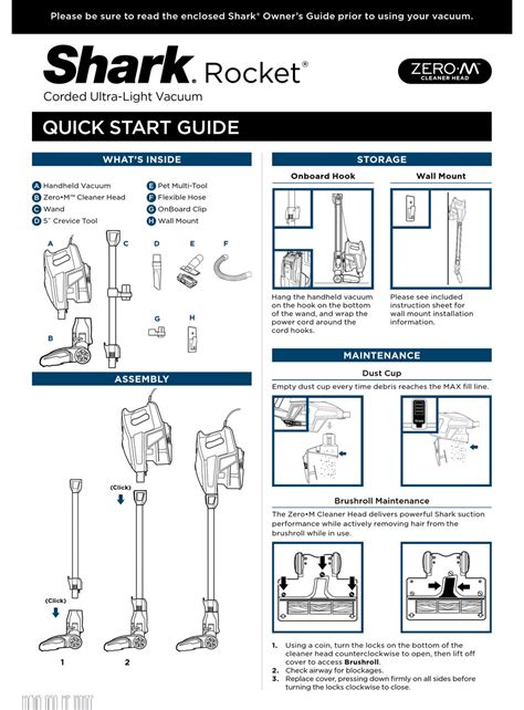 SHARK ROCKET VACUUM CLEANER QUICK START MANUAL | ManualsLib