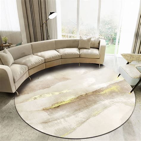 Modern Gray and Yellow Abstract Round Velvet Indoor Area Rug 4' x 4 ...