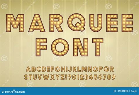 Retro Cinema or Theater Shows Marquee Font for Light Background Stock ...