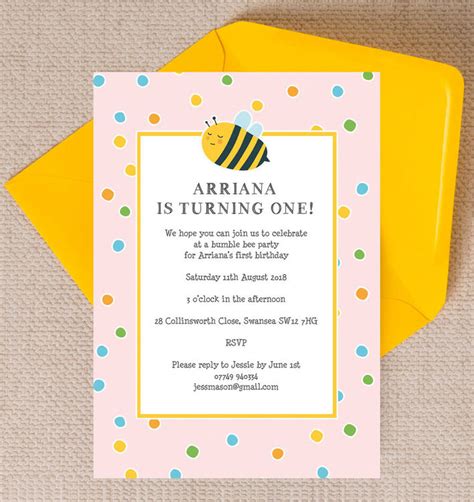 Bumble Bees Party Invitation - Pink from £0.80 each