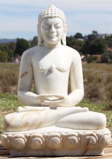 SOLD Marble Meditating Jain Mahavira Statue 29" (#71wm90): Hindu Gods ...