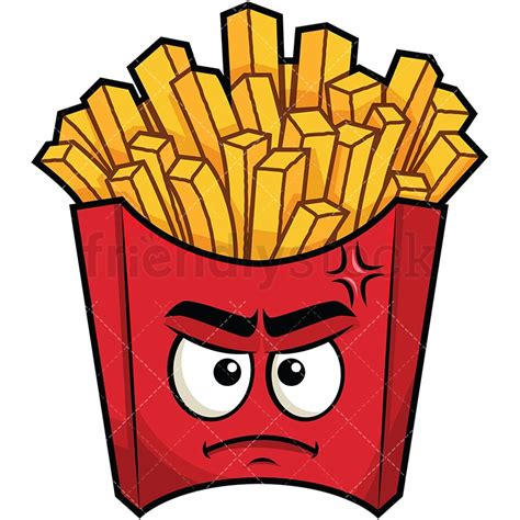 Annoyed French Fries Emoji Cartoon Vector Clipart - FriendlyStock