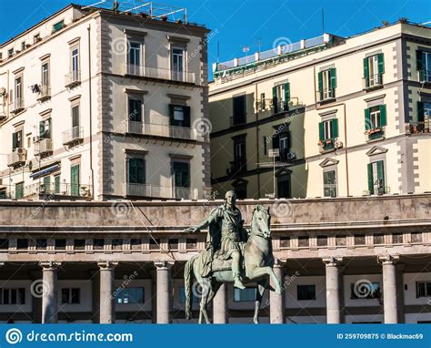 Piazza Del Plebiscito, Monument To Charles III in Naples, Italy Stock ...