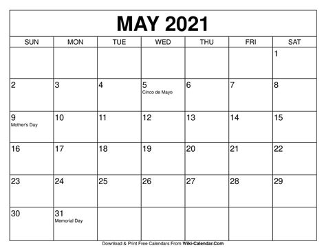 May 2023 Wiki Calendar - Get Latest Map Update