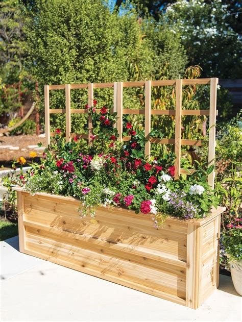 Cascade Tall Cedar Planter Box with Trellis | Gardener's Supply ...