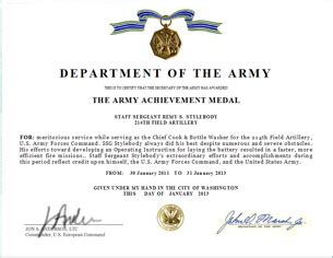 Write an Army Achievement Medal