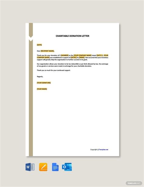 Charitable Donation Letter Template in Google Docs, Word, Pages ...