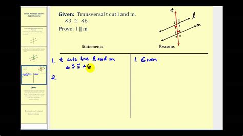 Proof: Alternate Interior Angles Converse - YouTube