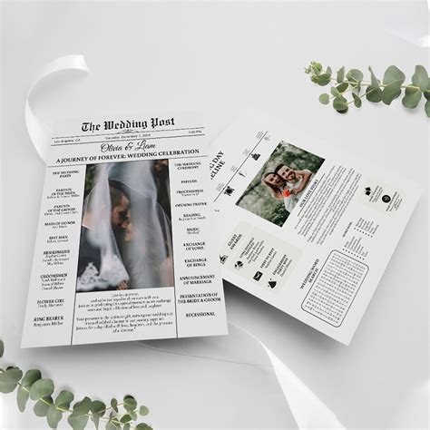 Newspaper Wedding Program Template, Editable Wedding Newspaper Program ...