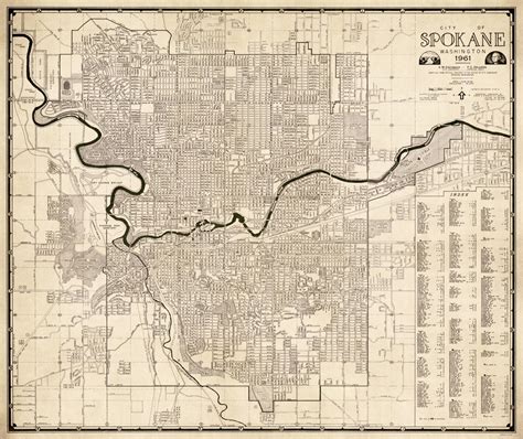 Spokane map - Vintage map of Spokane - City map print on paper or canvas