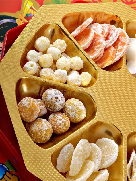 Chinese New Year Candy. Some Chinese New Year candies on a gold and red ...