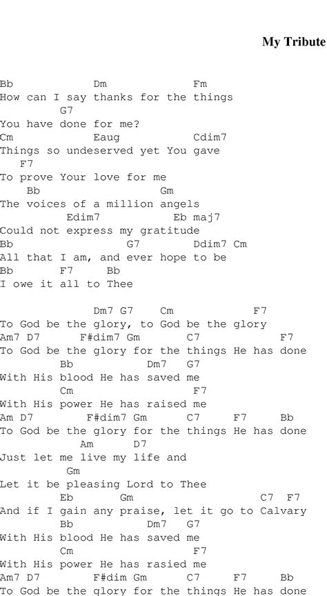 My Tribute - Christian Gospel Song Lyrics and Chords