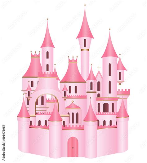 Pink princess castle vector Stock Vector | Adobe Stock