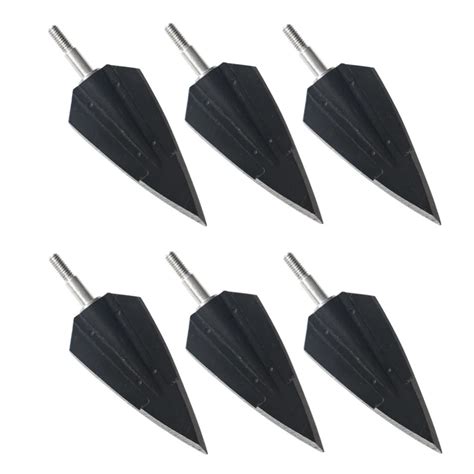 6Pcs Black Dragon Broadheads 150 Grain Iron Flat Arrow Tips Screwed ...