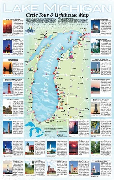 Lake Michigan Lighthouse Circle Tour | Michigan lighthouse map, Lake ...