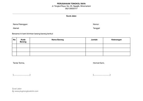 3 Contoh Surat Jalan Pengiriman Barang yang Benar - Plugin Ongkos Kirim