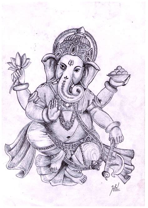 Pencil Sketch Of Lord Ganesha | DesiPainters.com