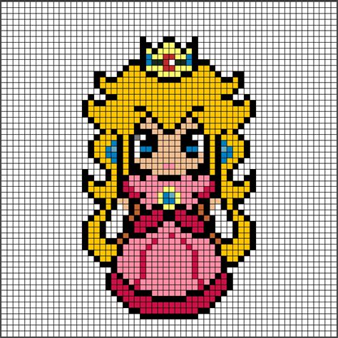 Patrones Hama Beads de Princesa Peach 【 Pixel Real