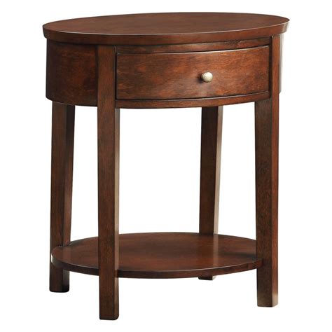 Lucas Living Room Oval Accent End Table With Lower Shelf and Single ...