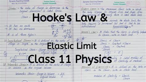 Hooke's Law | Elastic Limit | Chapter 8 | Mechanical Properties of ...