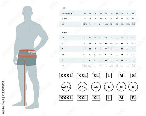 Measurements for clothing. Vector illustration of the dimensions of the ...