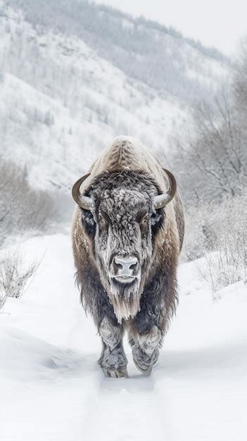 Premium AI Image | Bison in the snow in yellowstone national park